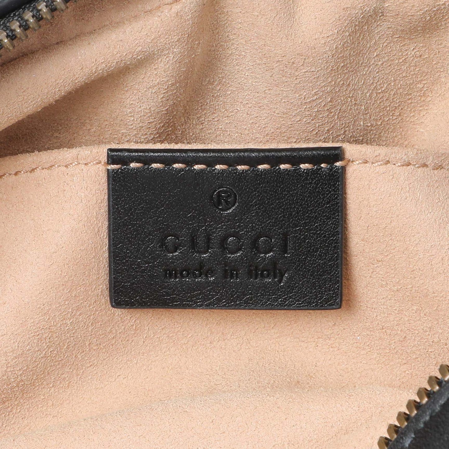 Exclusive Gucci Black Calfskin Matelasse GG Marmont Belt Bag — Detail View