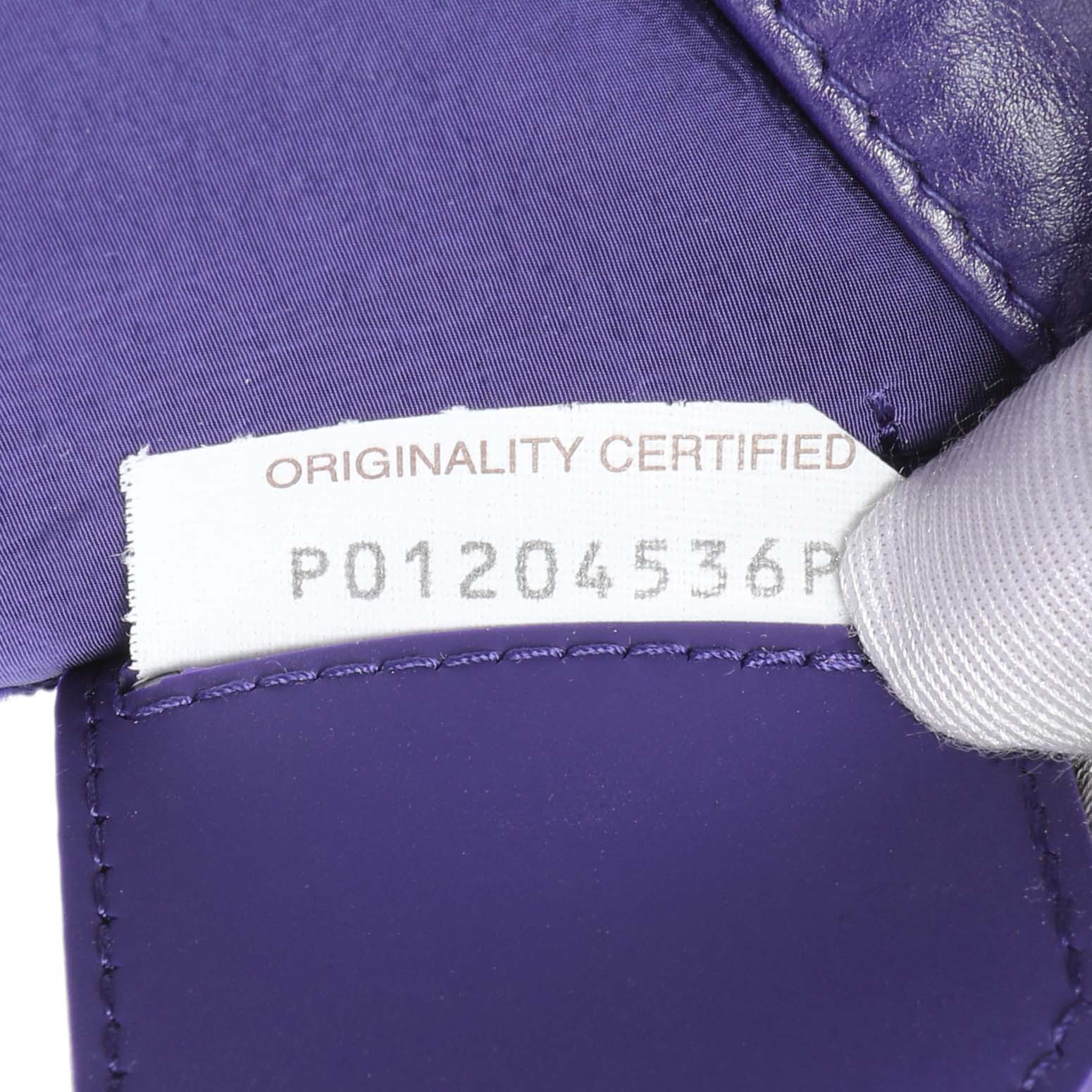 Exclusive Bottega Veneta Purple Paper Calfskin Maxi Intreccio Extra Mini Cassette Crossbody Bag — Lifestyle View