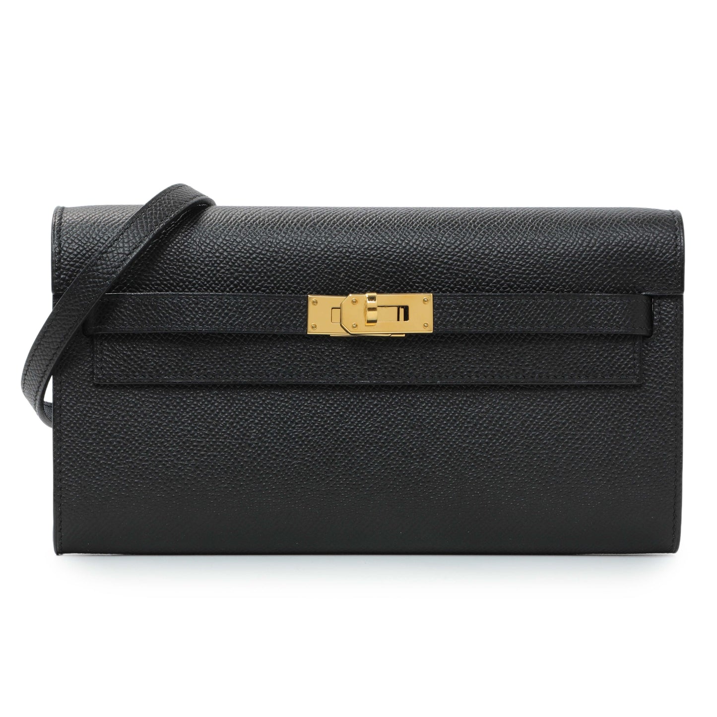 Exclusive Hermes Black Epsom Kelly To Go Wallet — Front View