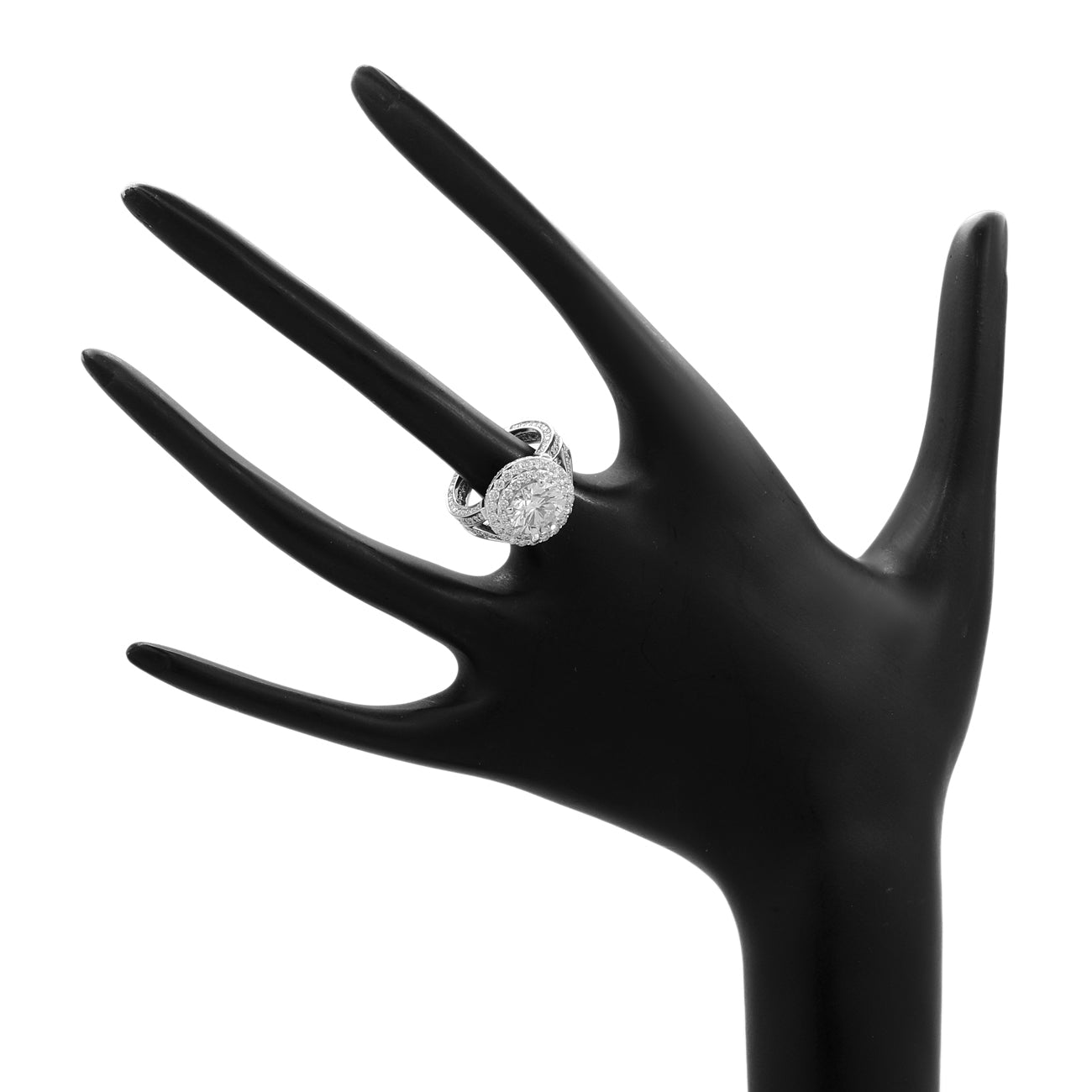 Exclusive 18K White Gold 2.82 Carat Diamond Double Halo Ring — Top View