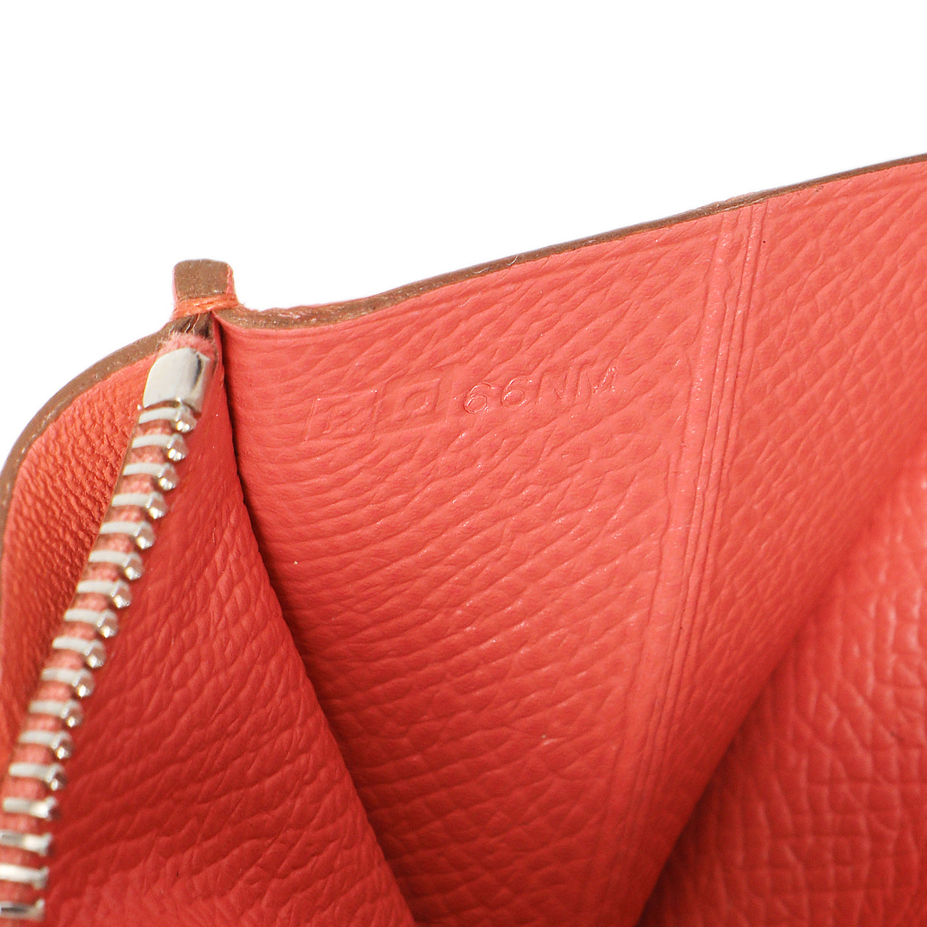 Exclusive Hermes Coral Epsom Constance Short Wallet — Detail View
