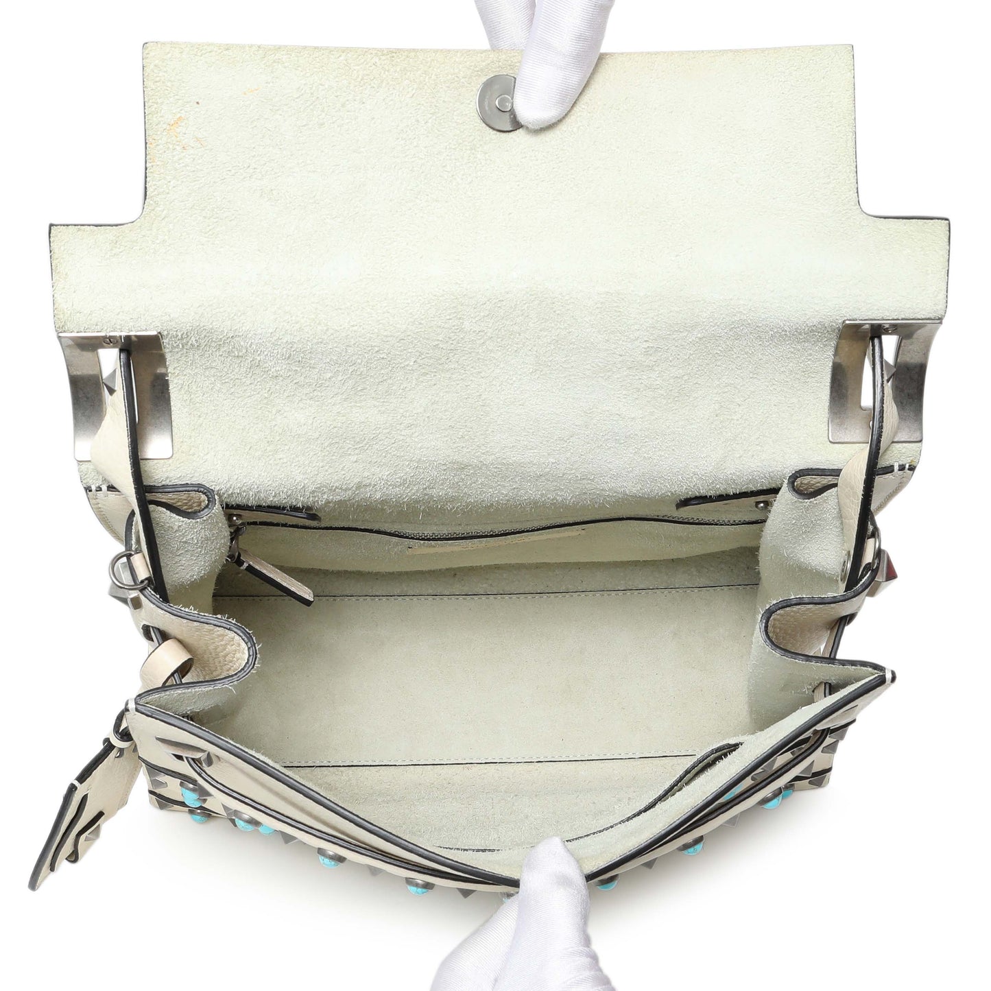 Exclusive Valentino Ivory Calfskin My Rockstud Rolling Single Handle Bag — Top View
