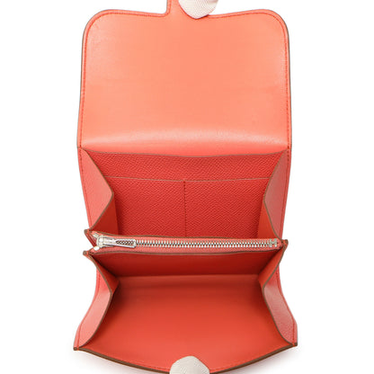 Exclusive Hermes Coral Epsom Constance Short Wallet — Top View