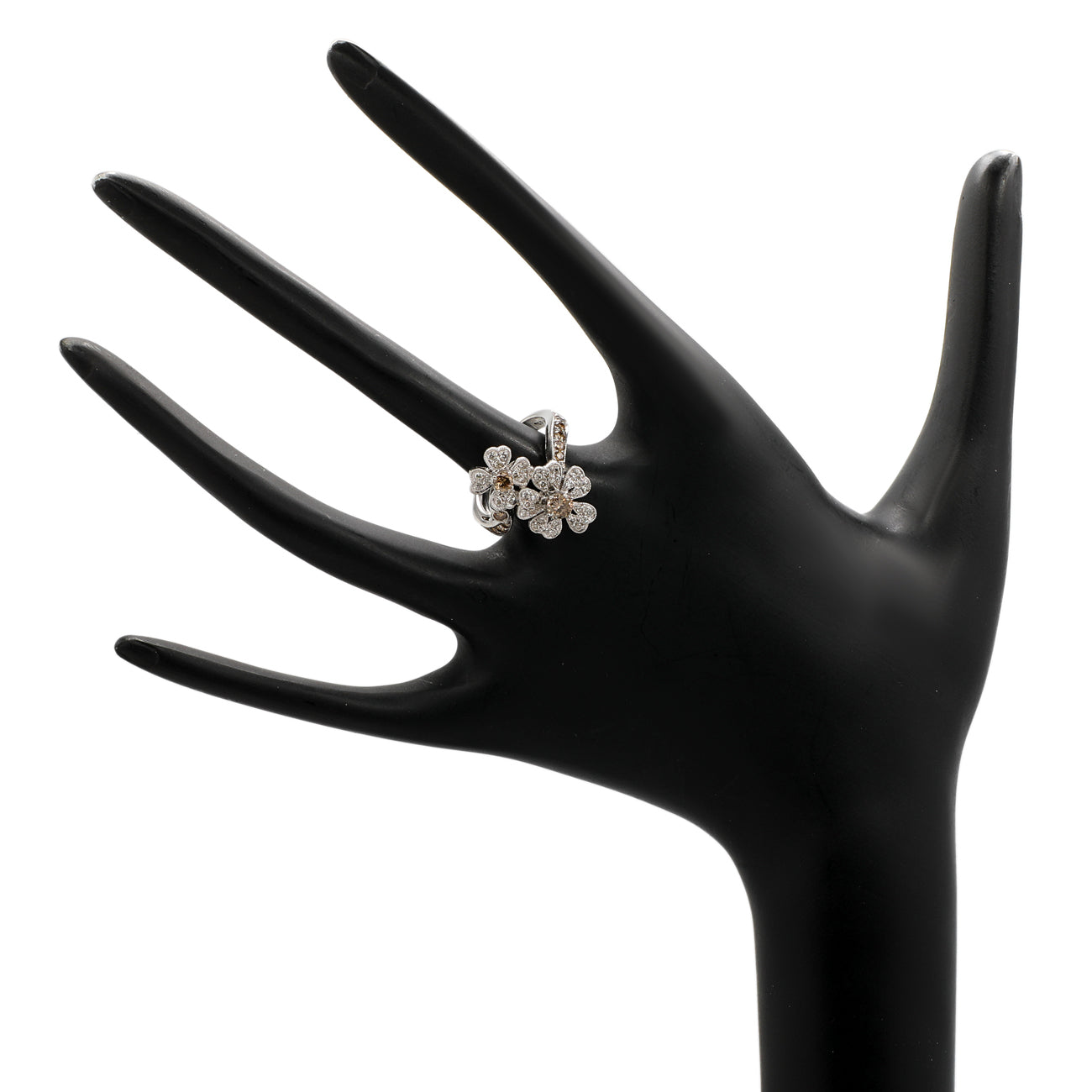 Exclusive 18K White Gold 1.02 Carat Floral Diamond Ring — 5.25 — Back View