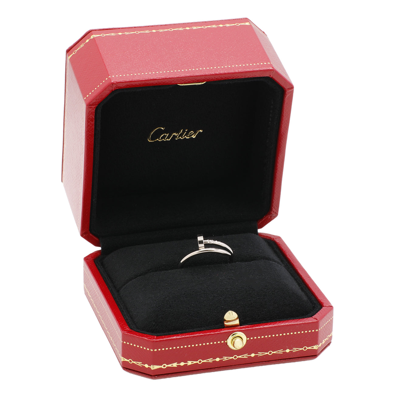 Exclusive Cartier 18K White Gold Small Juste Un Clou Ring — Detail View