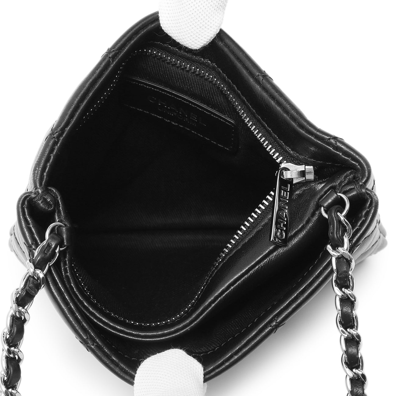 Exclusive Chanel Black Quilted Calfskin Uniform Crossbody Bag — Detail View