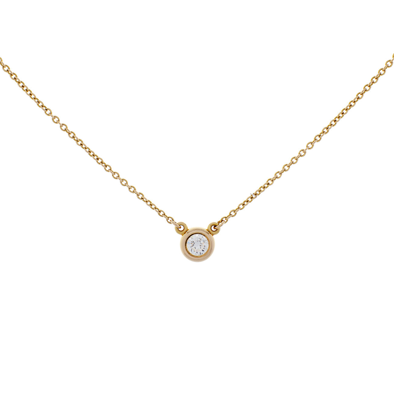 Exclusive Tiffany & Co. 18K Yellow Gold 0.17 Carat Diamonds by the Yard Single Pendant — Front View