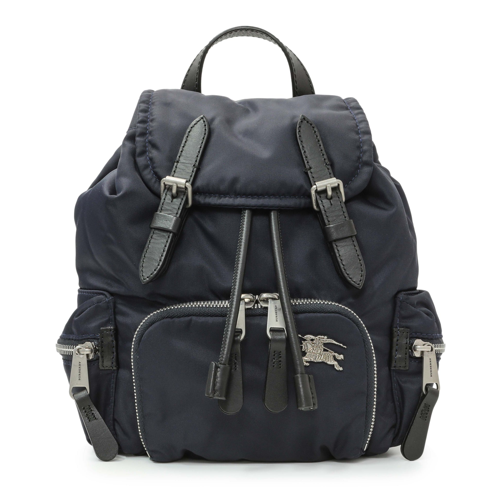 Exclusive Burberry Navy Nylon Puffer Small Rucksack Backpack — Front View