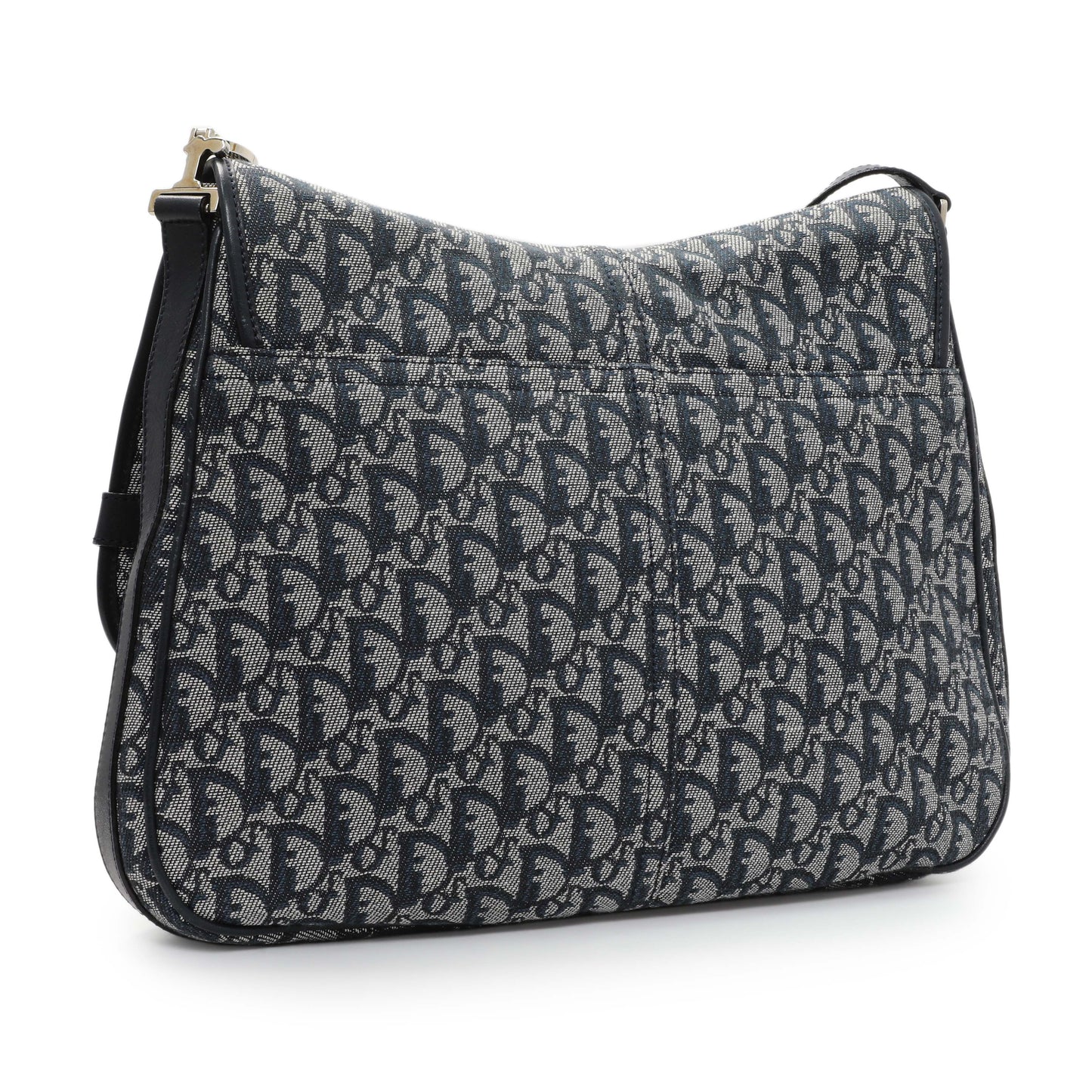Exclusive Christian Dior Blue Oblique Trotter Crossbody Bag — Side View
