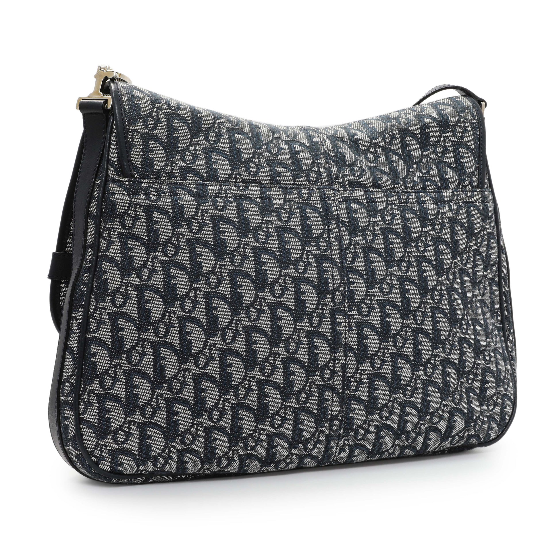 Exclusive Christian Dior Blue Oblique Trotter Crossbody Bag — Side View