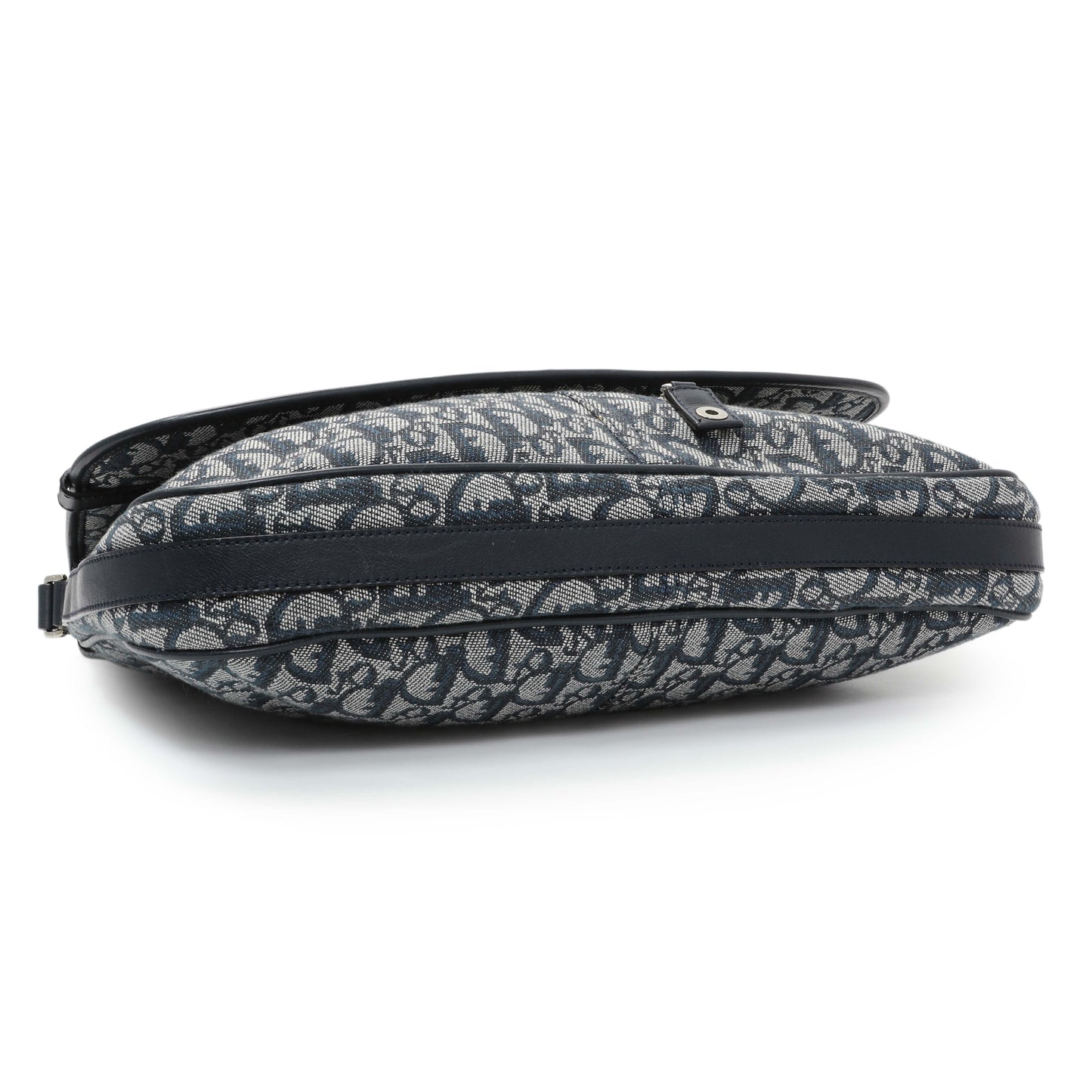 Exclusive Christian Dior Blue Oblique Trotter Crossbody Bag — Back View