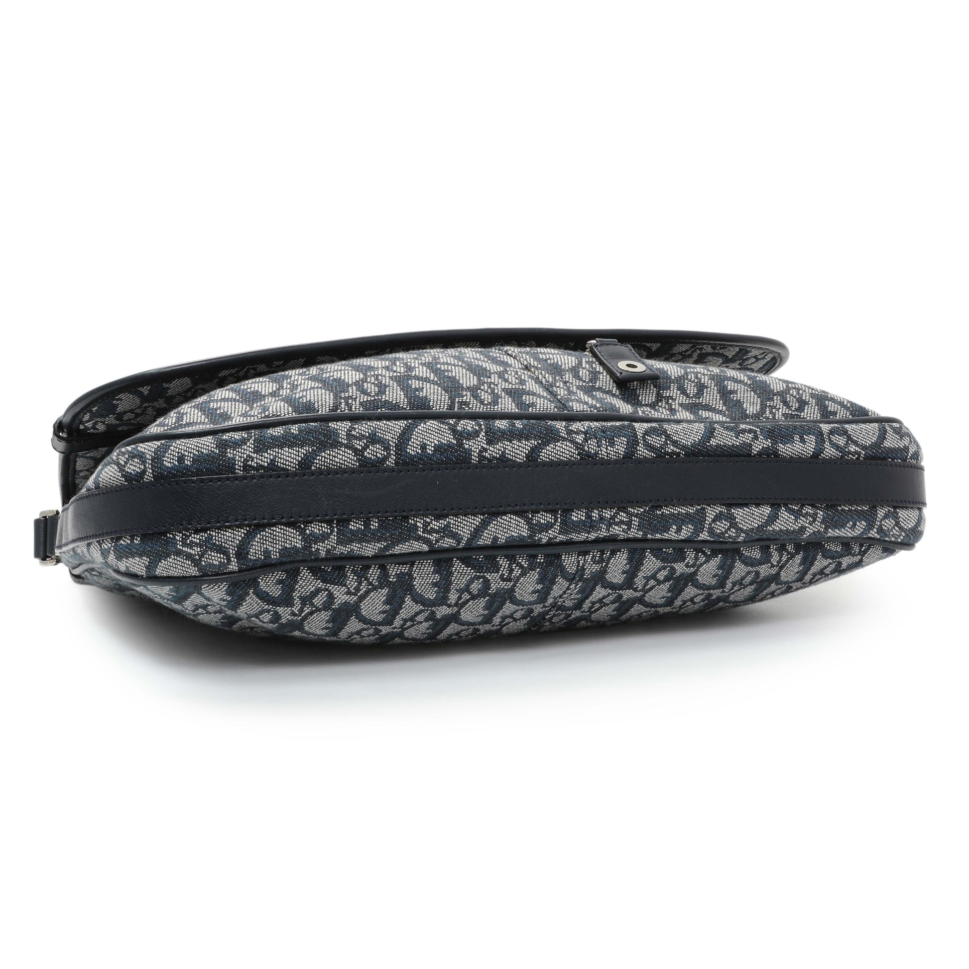 Exclusive Christian Dior Blue Oblique Trotter Crossbody Bag — Back View