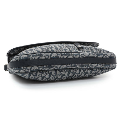 Exclusive Christian Dior Blue Oblique Trotter Crossbody Bag — Back View