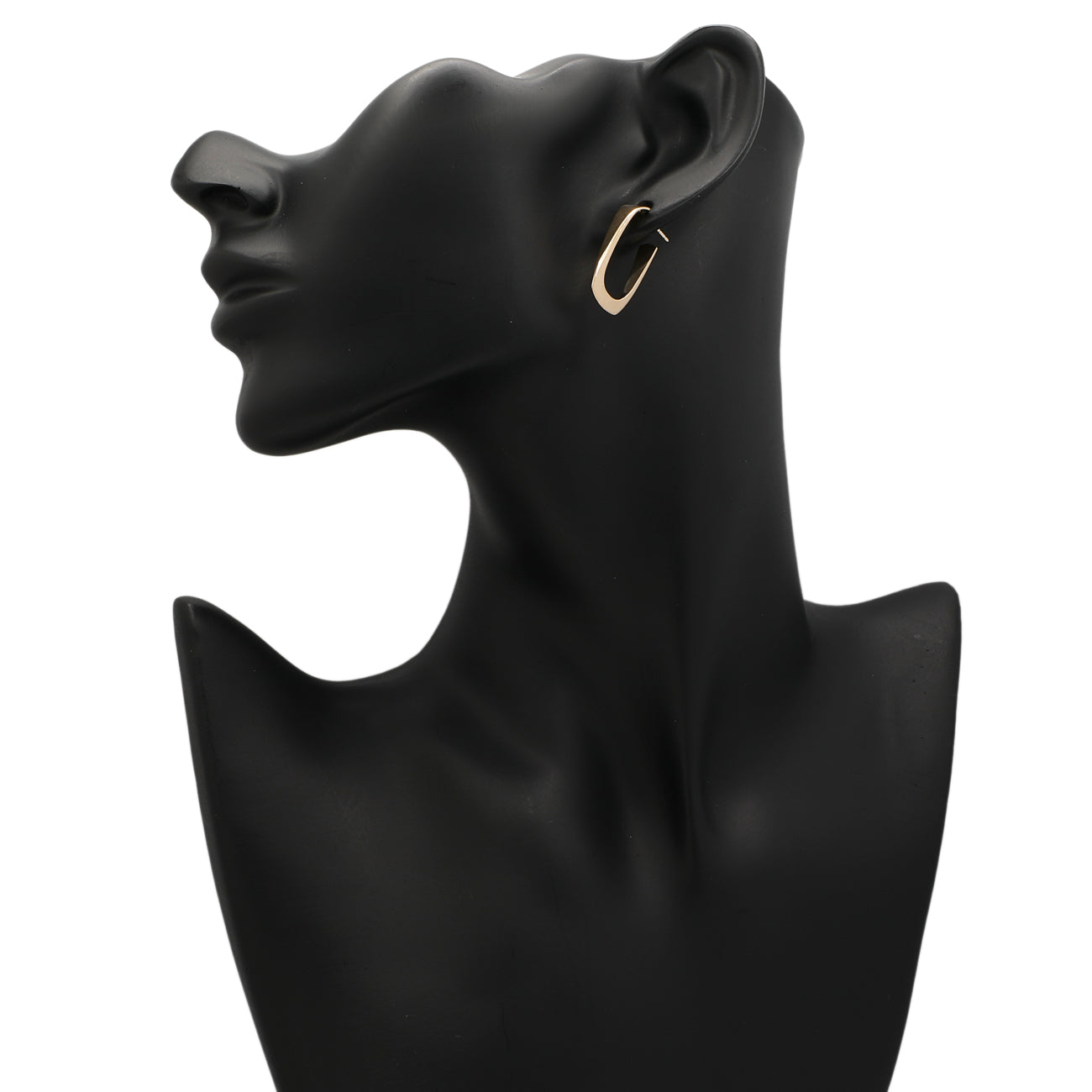 Exclusive 14K Yellow Gold Rectangular Hoop Earrings — Back View