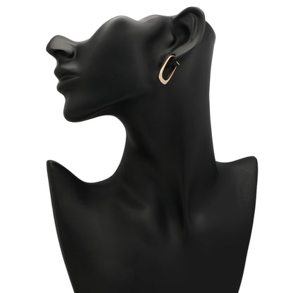 Exclusive 14K Yellow Gold Rectangular Hoop Earrings — Back View