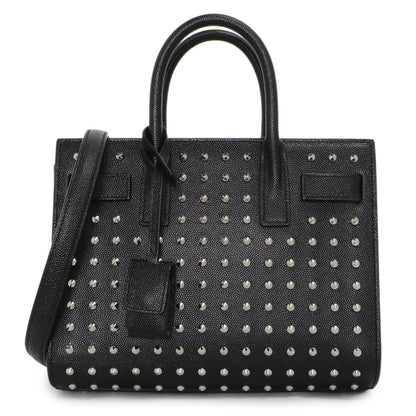 Exclusive Saint Laurent Black Studded Calfskin Nano Sac De Jour — Front View