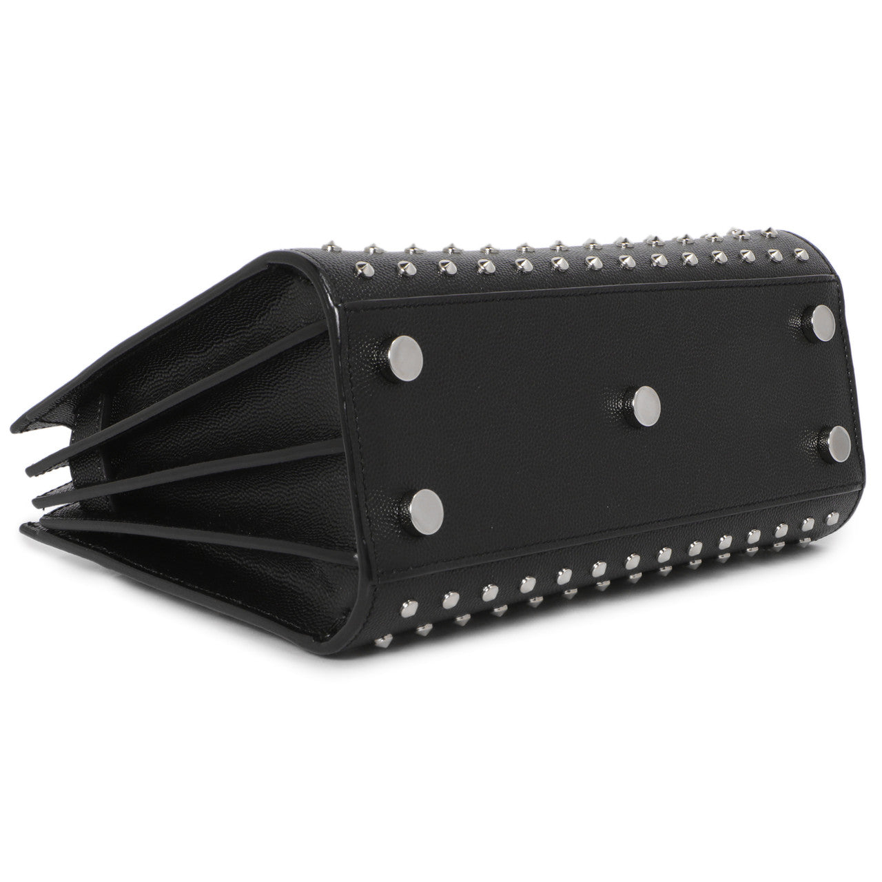 Exclusive Saint Laurent Black Studded Calfskin Nano Sac De Jour — Back View