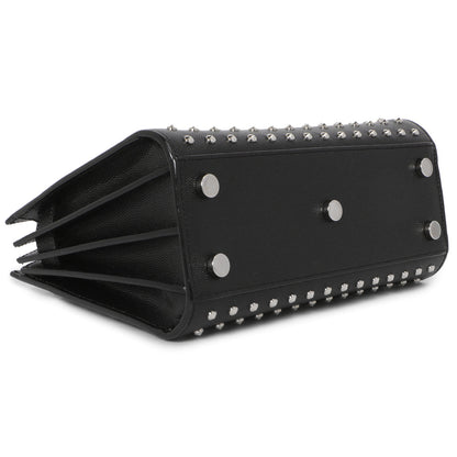 Exclusive Saint Laurent Black Studded Calfskin Nano Sac De Jour — Back View