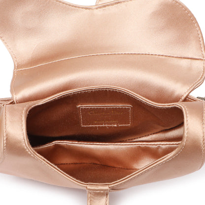 Exclusive Christian Dior Powder Beige Satin Crystal Mini Saddle Bag — Top View