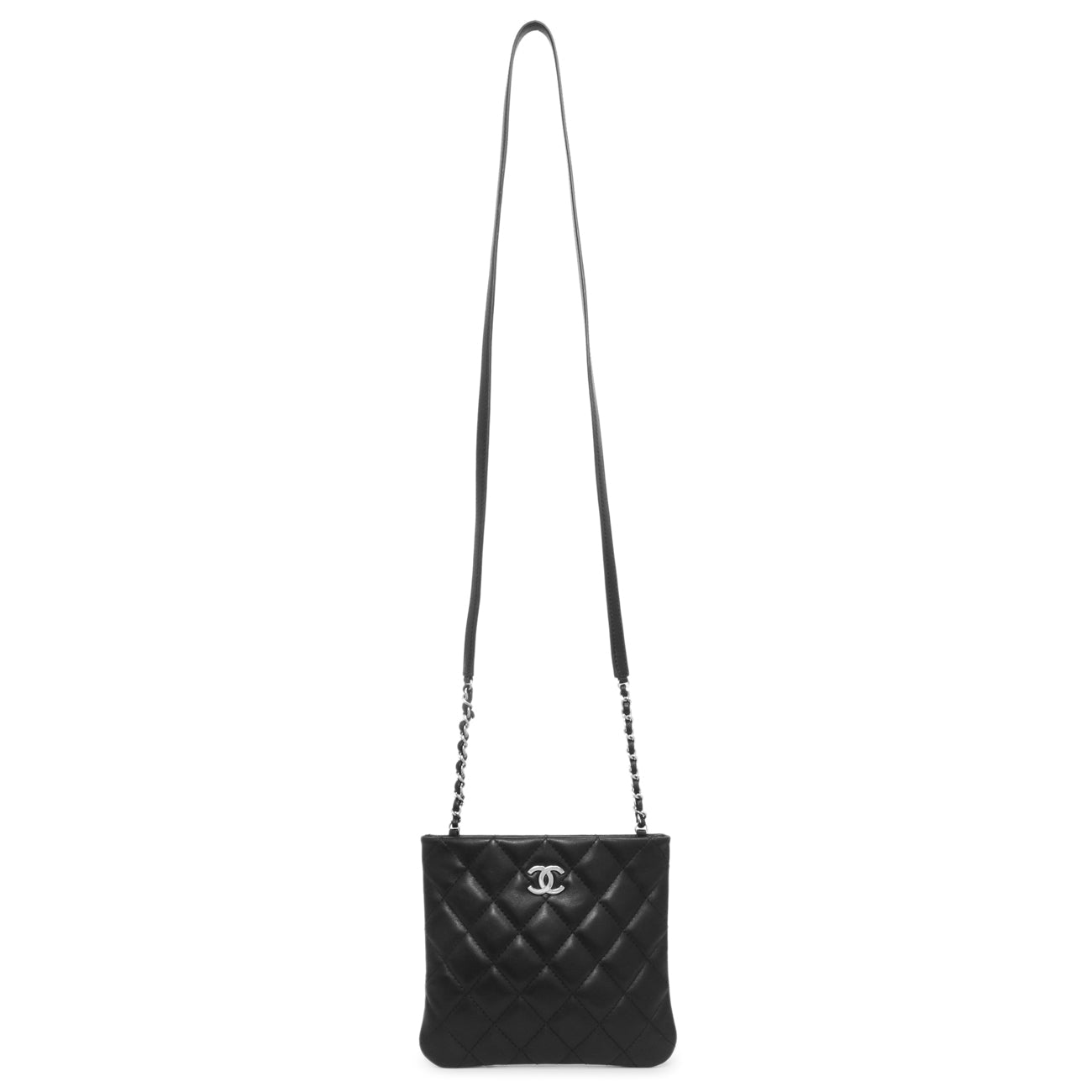 Exclusive Chanel Black Quilted Calfskin Uniform Crossbody Bag — Front View