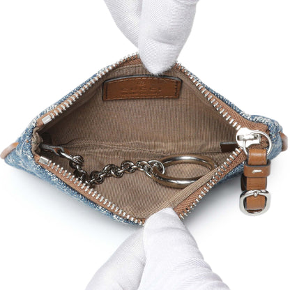 Exclusive Gucci Blue Monogram Denim Key Pouch — Top View