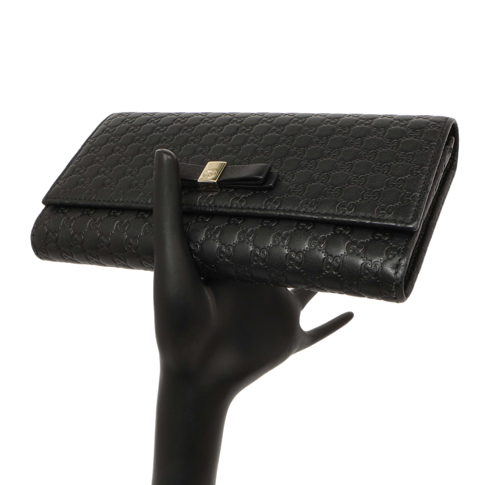 Exclusive Gucci Black Microguccissima Bow Continental Wallet — Alternate View 15