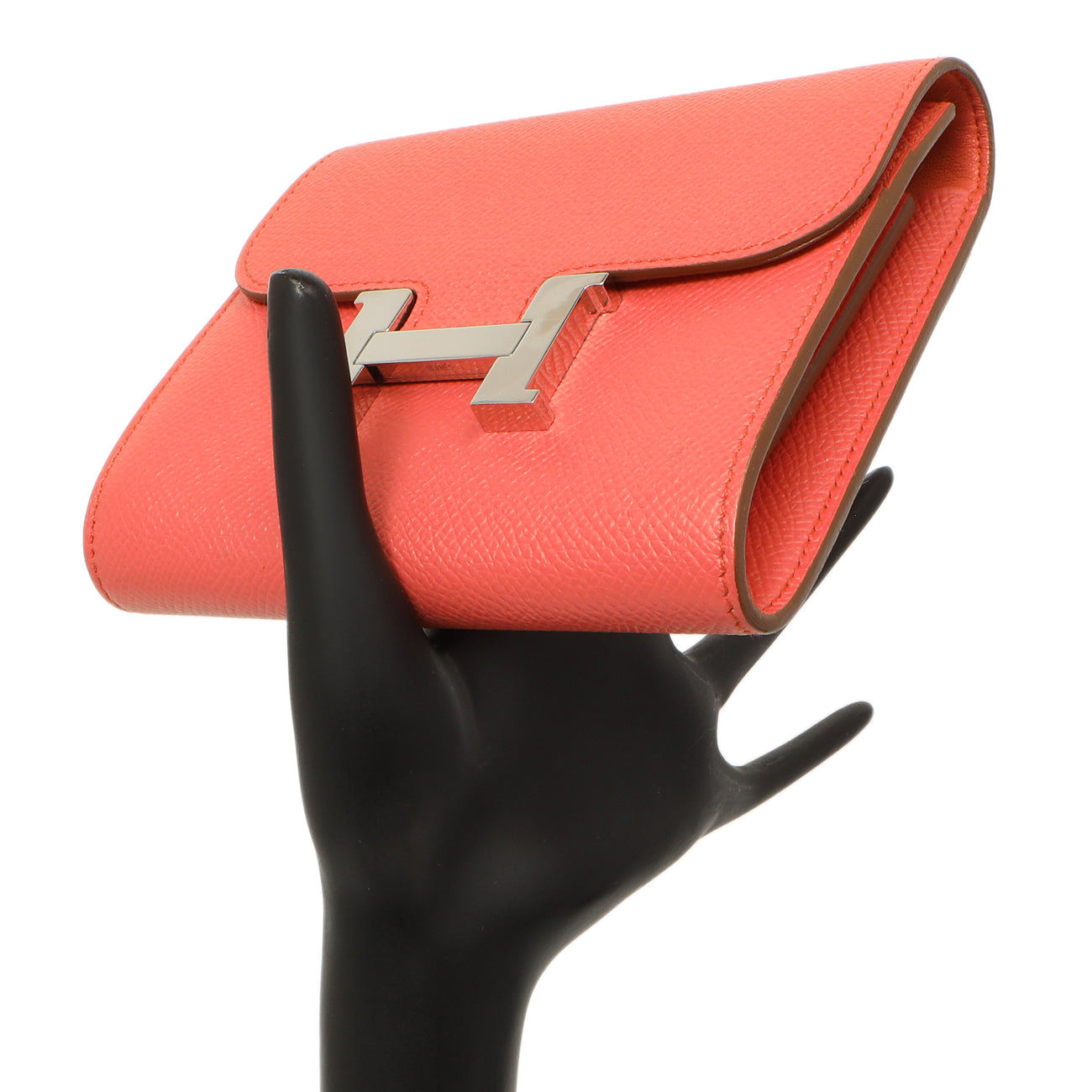 Exclusive Hermes Coral Epsom Constance Short Wallet — Lifestyle View