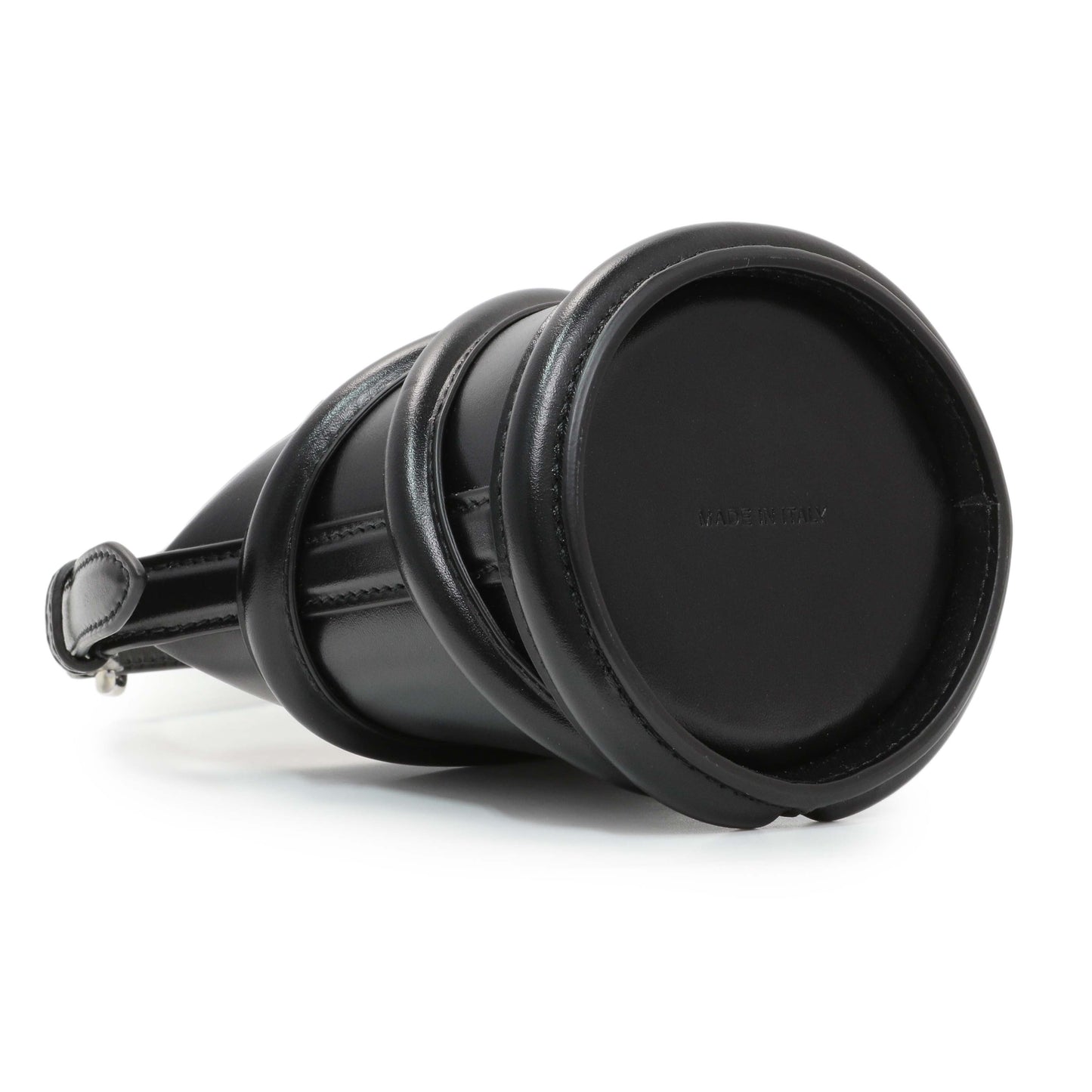Exclusive Alexander McQueen Black Calfskin Mini Curve Bucket Bag — Top View