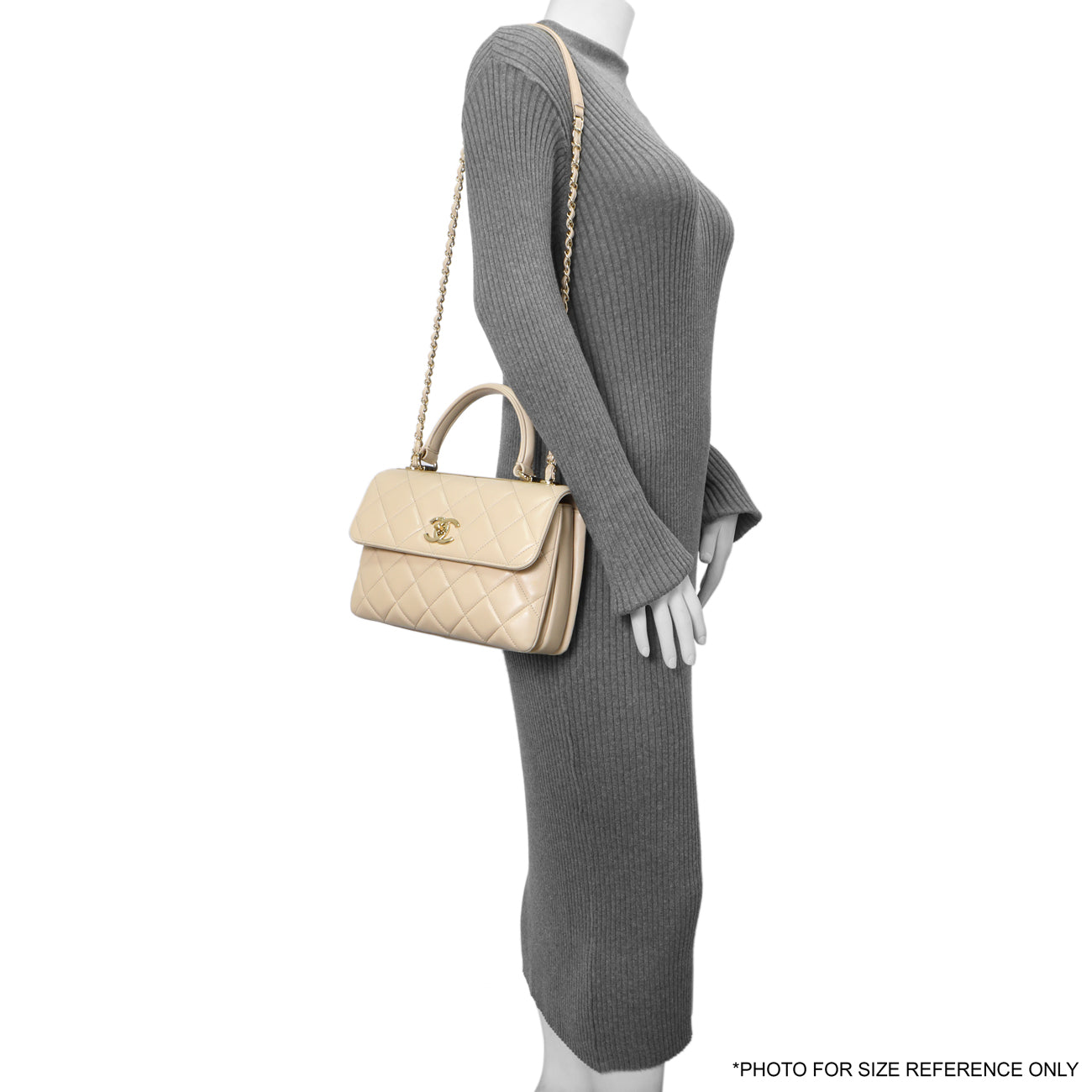 Exclusive Chanel Beige Quilted Lambskin Small Trendy CC Flap Handle Bag — Alternate View 12