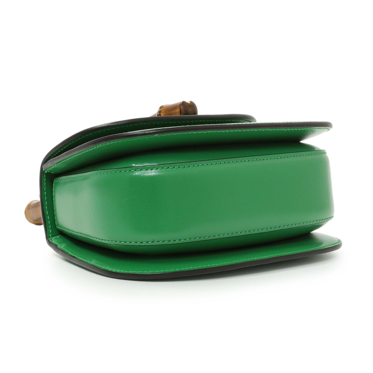 Exclusive Gucci Green Calfskin Mini Bamboo 1947 Top Handle Bag — Back View