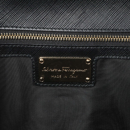 Exclusive Salvatore Ferragamo Black Calfskin Vara Bow Chain Flap Crossbody — Detail View