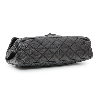 Exclusive Chanel Charcoal Grey Metallic Aged Calfskin 2.55 Reissue Double Flap 227 — Back View