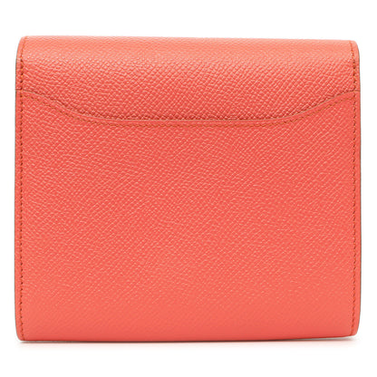 Exclusive Hermes Coral Epsom Constance Short Wallet — Side View
