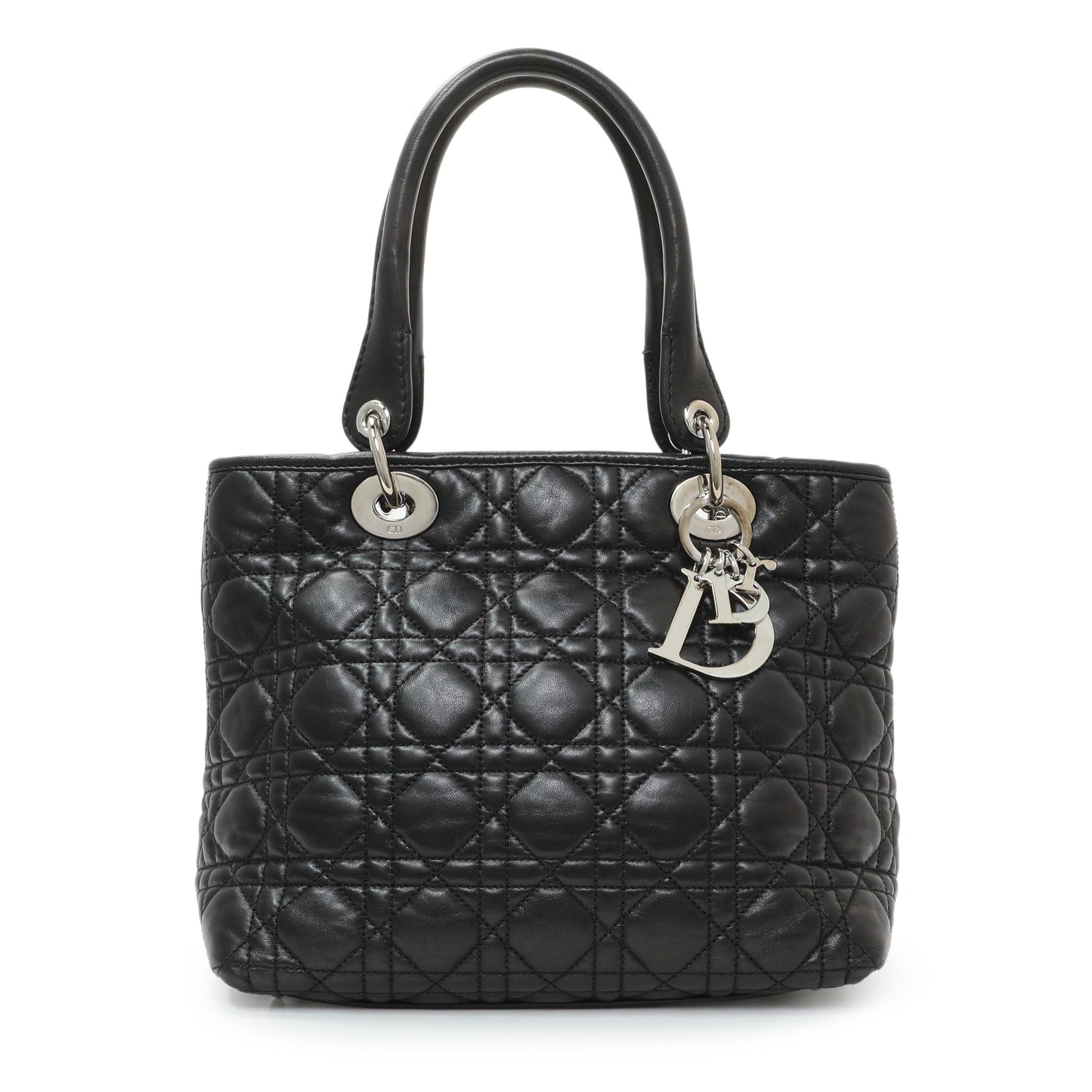 Exclusive Christian Dior Black Lambskin Cannage Soft Lady Dior — Front View