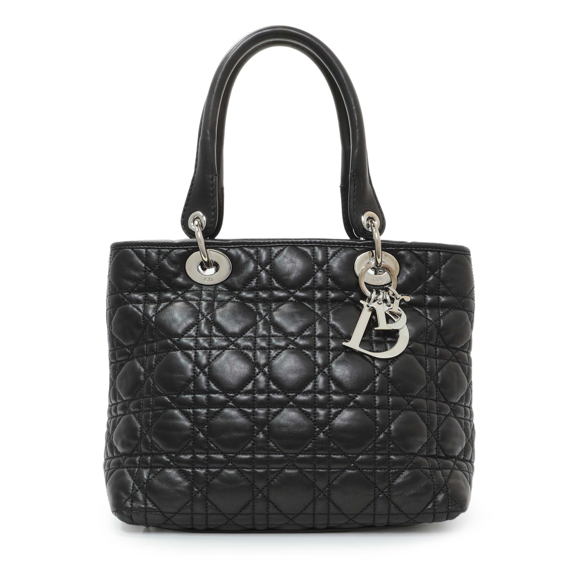 Exclusive Christian Dior Black Lambskin Cannage Soft Lady Dior — Front View