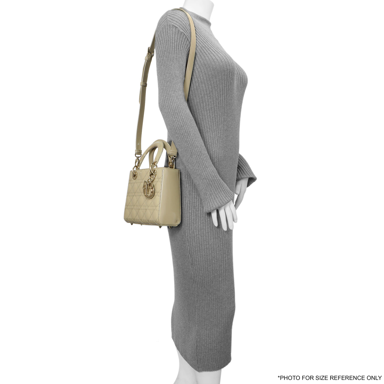 Exclusive Christian Dior Beige Patent Cannage Small Lady Dior — Alternate View 7