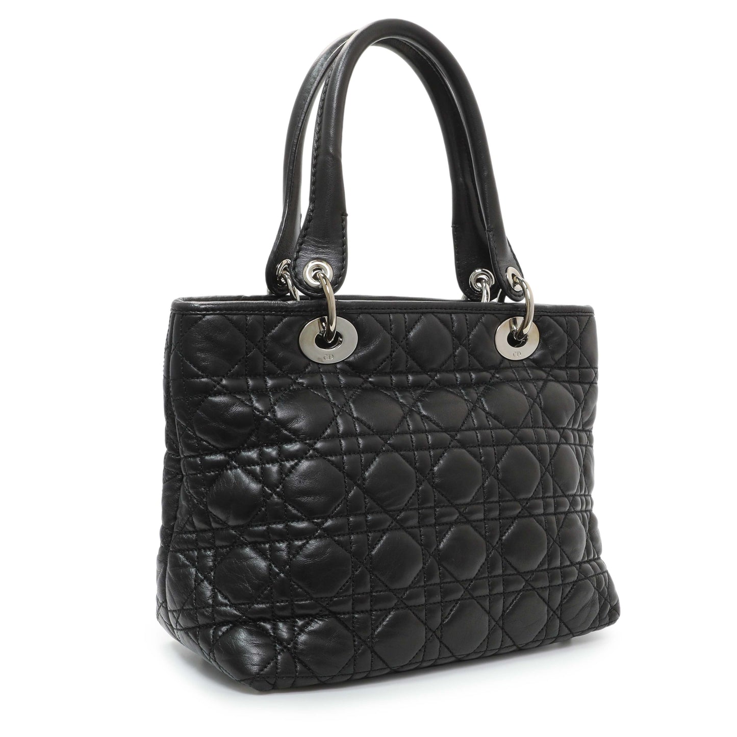 Exclusive Christian Dior Black Lambskin Cannage Soft Lady Dior — Side View