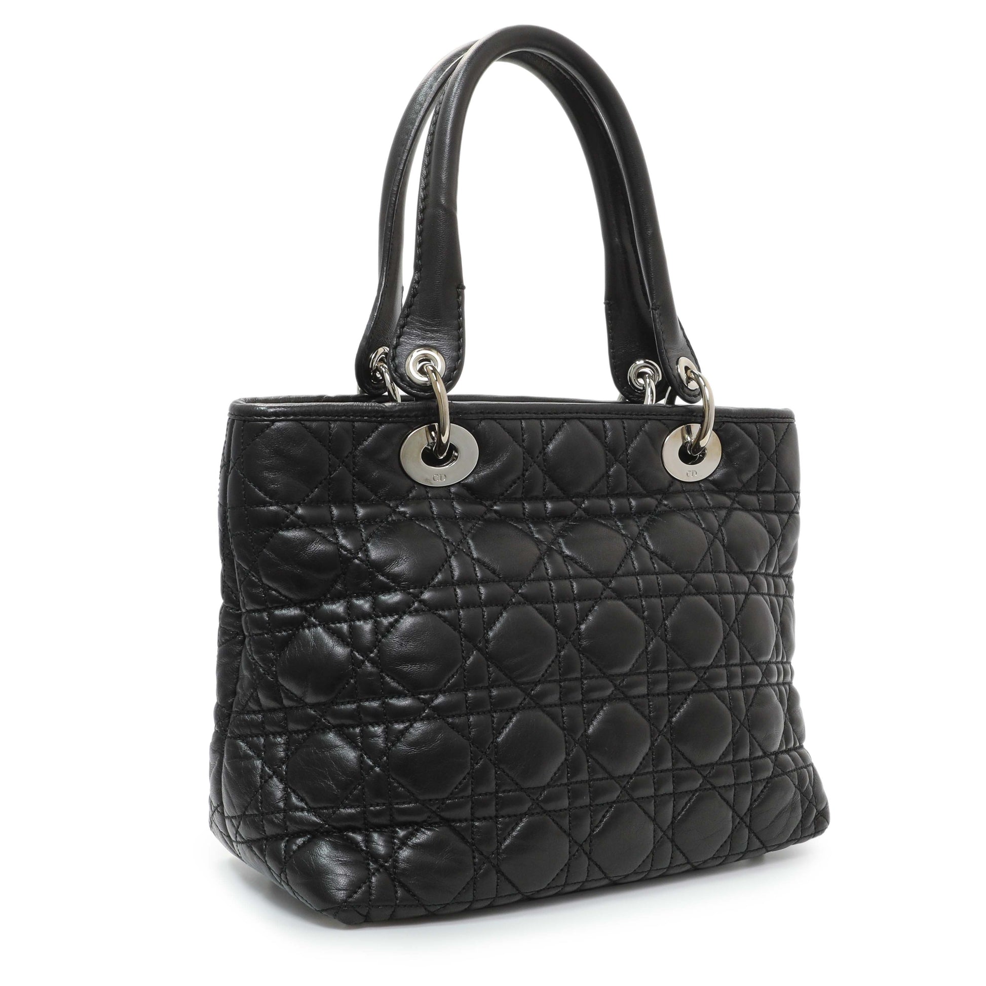 Exclusive Christian Dior Black Lambskin Cannage Soft Lady Dior — Side View