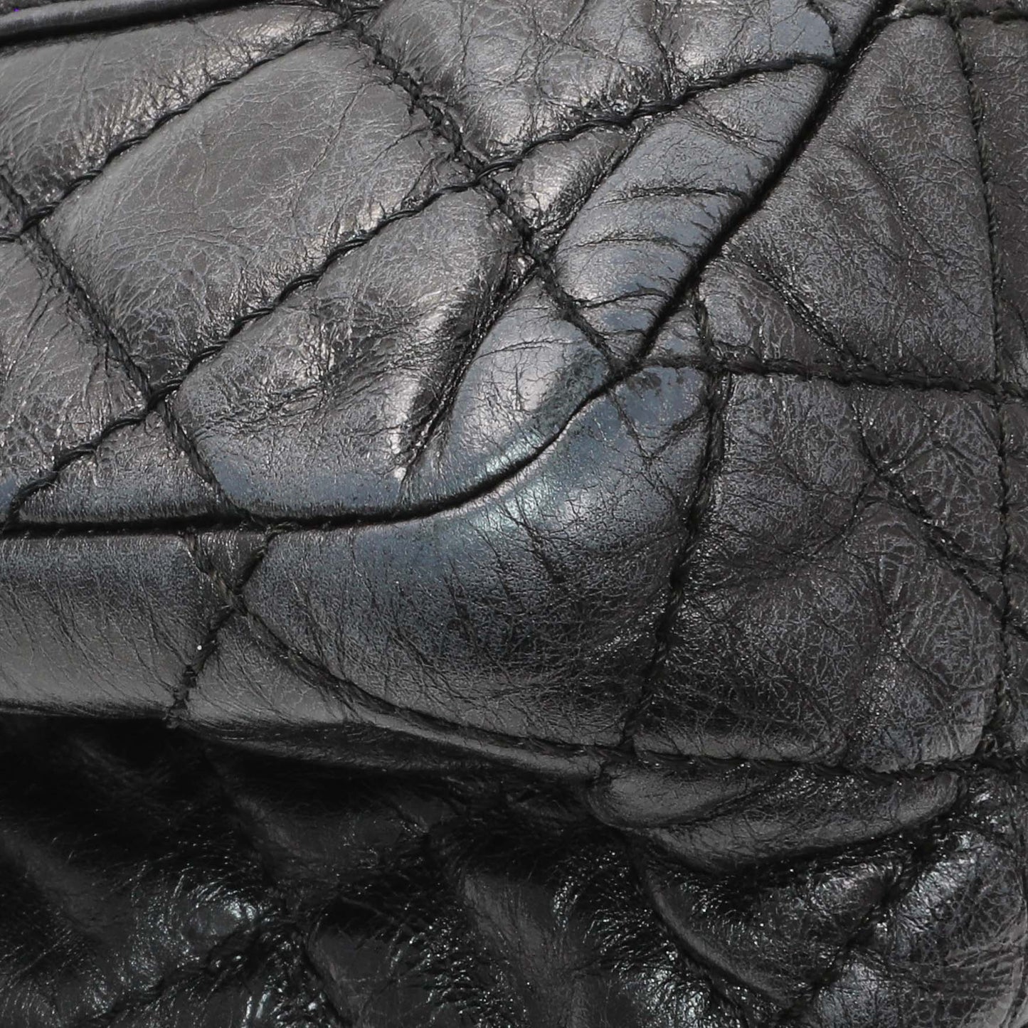 Exclusive Chanel Charcoal Grey Metallic Aged Calfskin 2.55 Reissue Double Flap 227 — Lifestyle View
