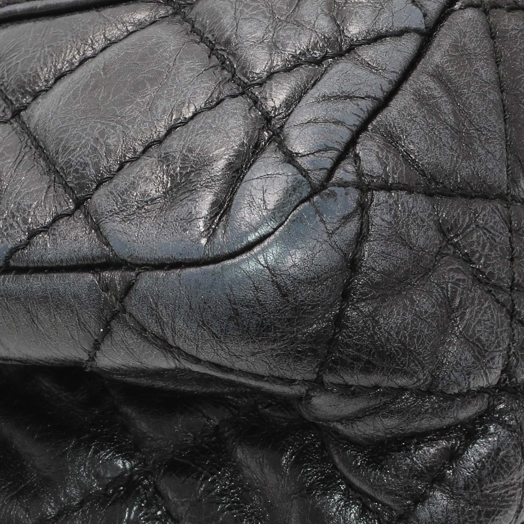 Exclusive Chanel Charcoal Grey Metallic Aged Calfskin 2.55 Reissue Double Flap 227 — Lifestyle View