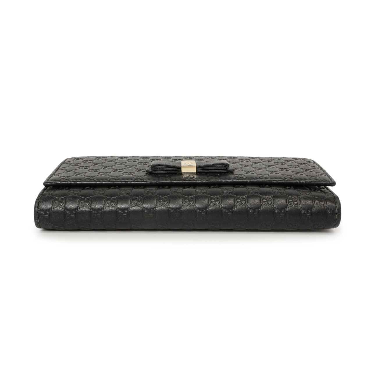 Exclusive Gucci Black Microguccissima Bow Continental Wallet — Back View