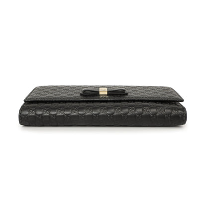 Exclusive Gucci Black Microguccissima Bow Continental Wallet — Back View