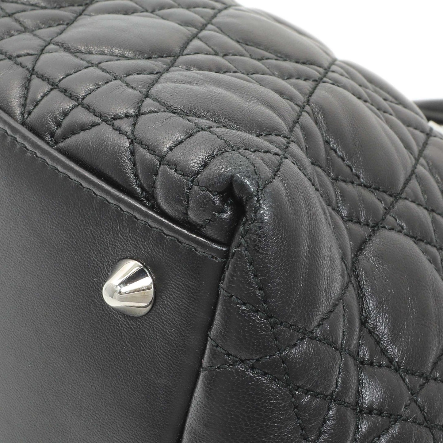 Exclusive Christian Dior Black Lambskin Cannage Soft Lady Dior — Detail View