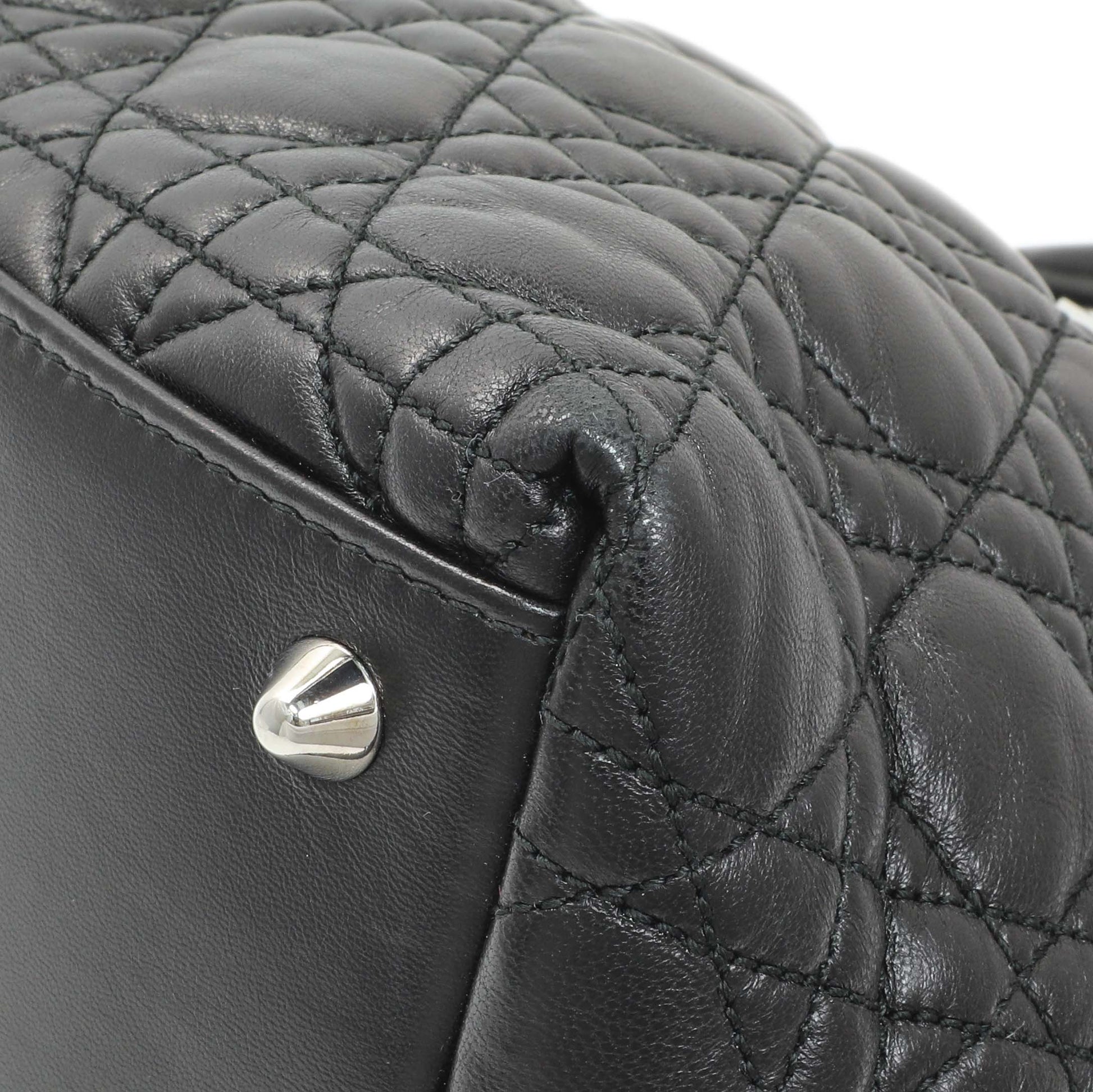 Exclusive Christian Dior Black Lambskin Cannage Soft Lady Dior — Detail View
