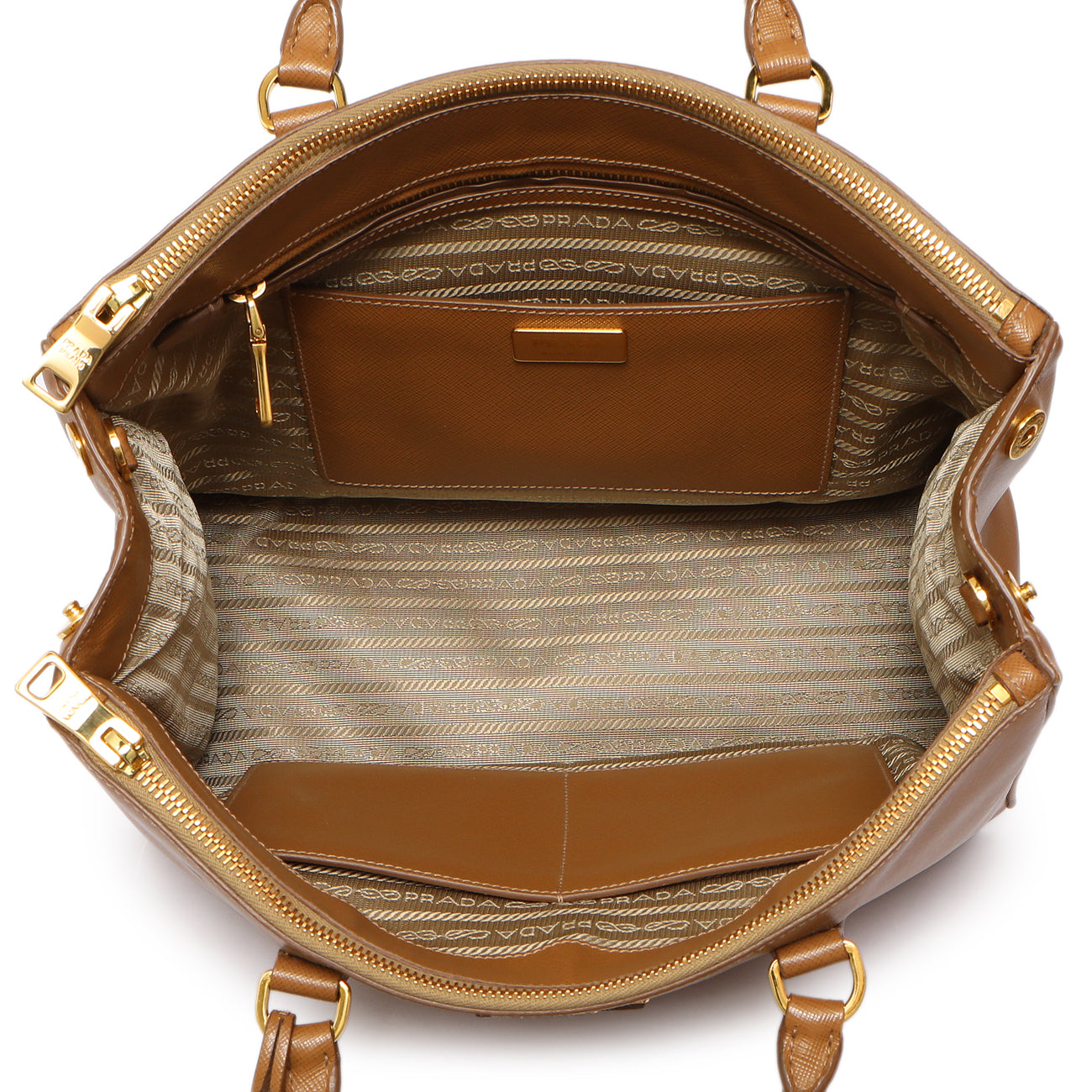 Exclusive Prada Caramel Saffiano Medium Galleria Double Zip Tote — Alternate View 8
