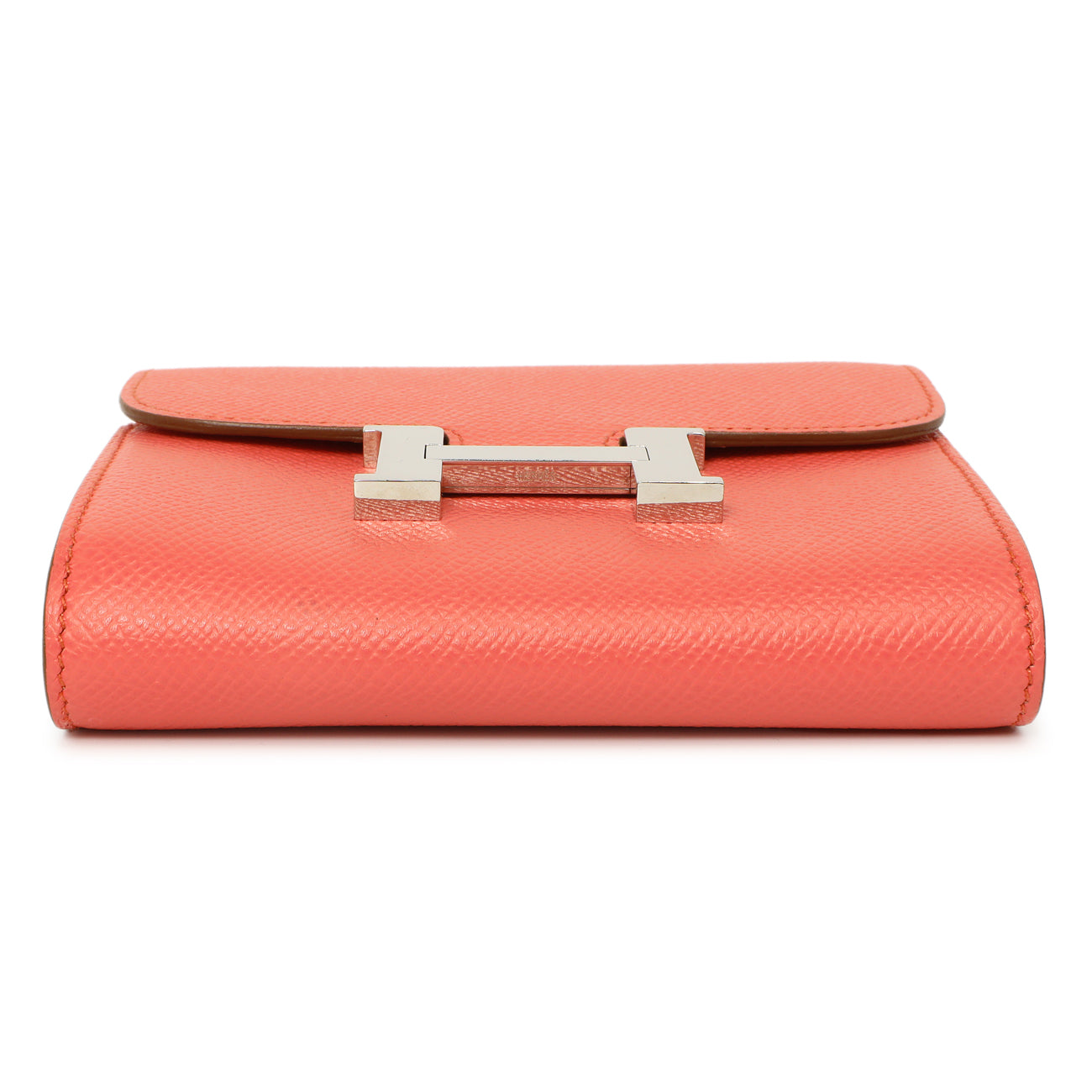Exclusive Hermes Coral Epsom Constance Short Wallet — Back View