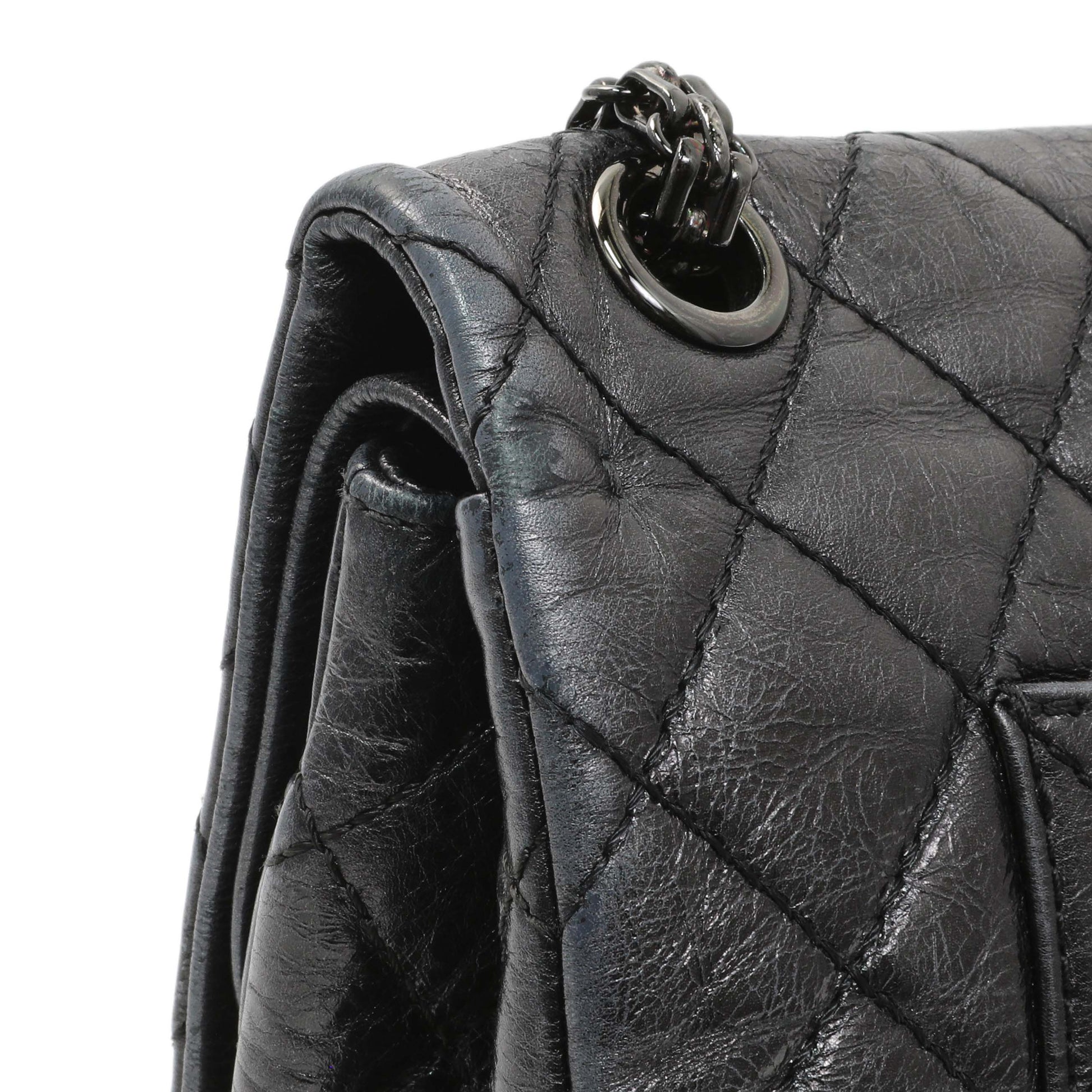 Exclusive Chanel Charcoal Grey Metallic Aged Calfskin 2.55 Reissue Double Flap 227 — Alternate View 12