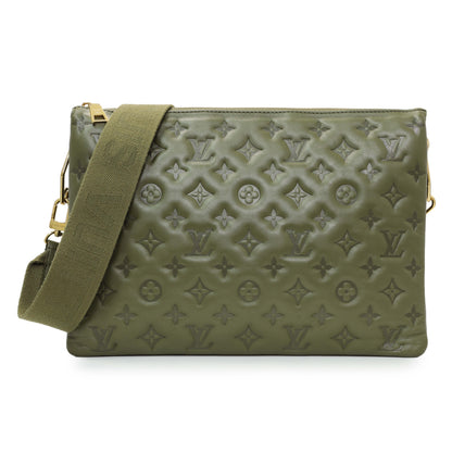 Exclusive Louis Vuitton Green Monogram Embossed Lambskin Coussin MM — Front View