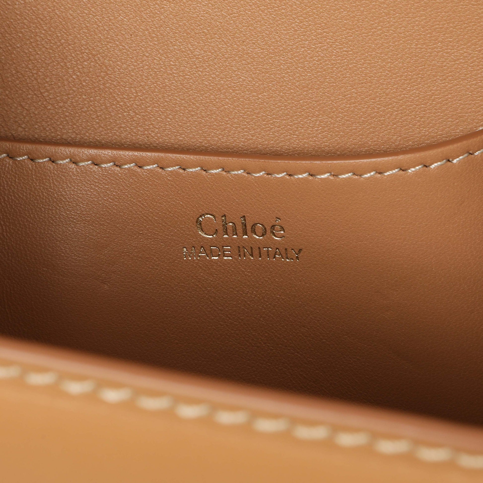 Exclusive Chloe Light Brown Calfskin Kattie Crossbody — Detail View