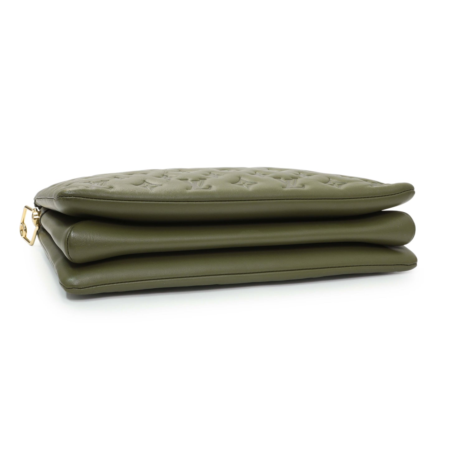 Exclusive Louis Vuitton Green Monogram Embossed Lambskin Coussin MM — Back View